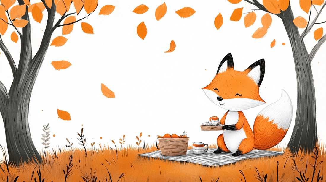 fox having picnic watercolor