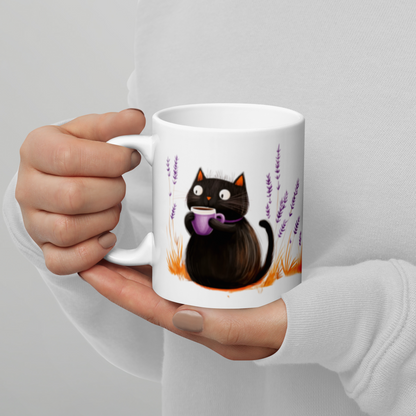 Lavender cat mug