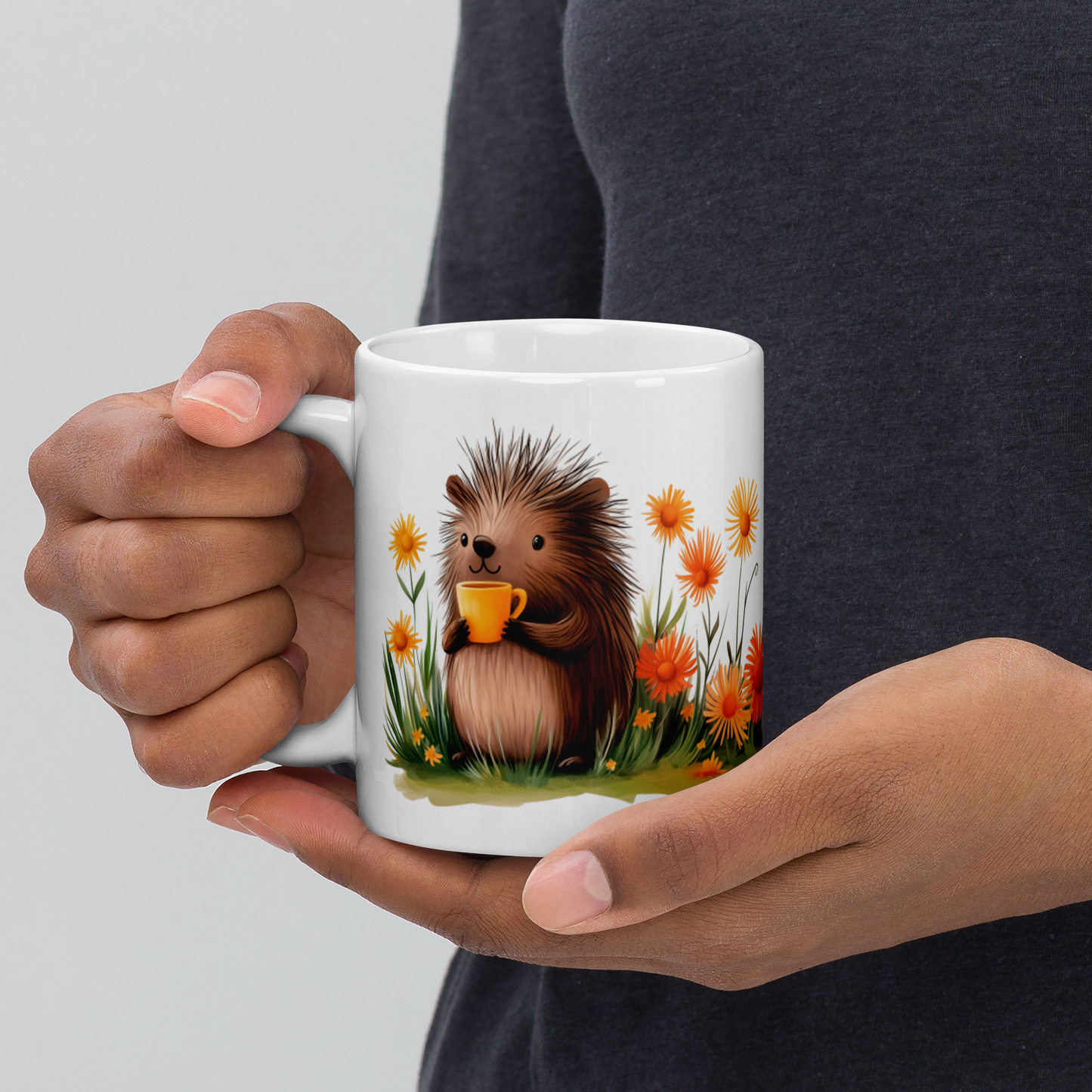 Porcupine yellow mug